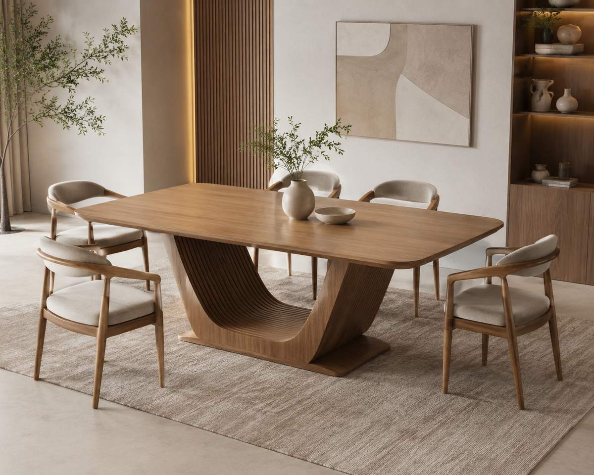 2026 Modern Luxury Sculptural Dining Table – 6 Seater