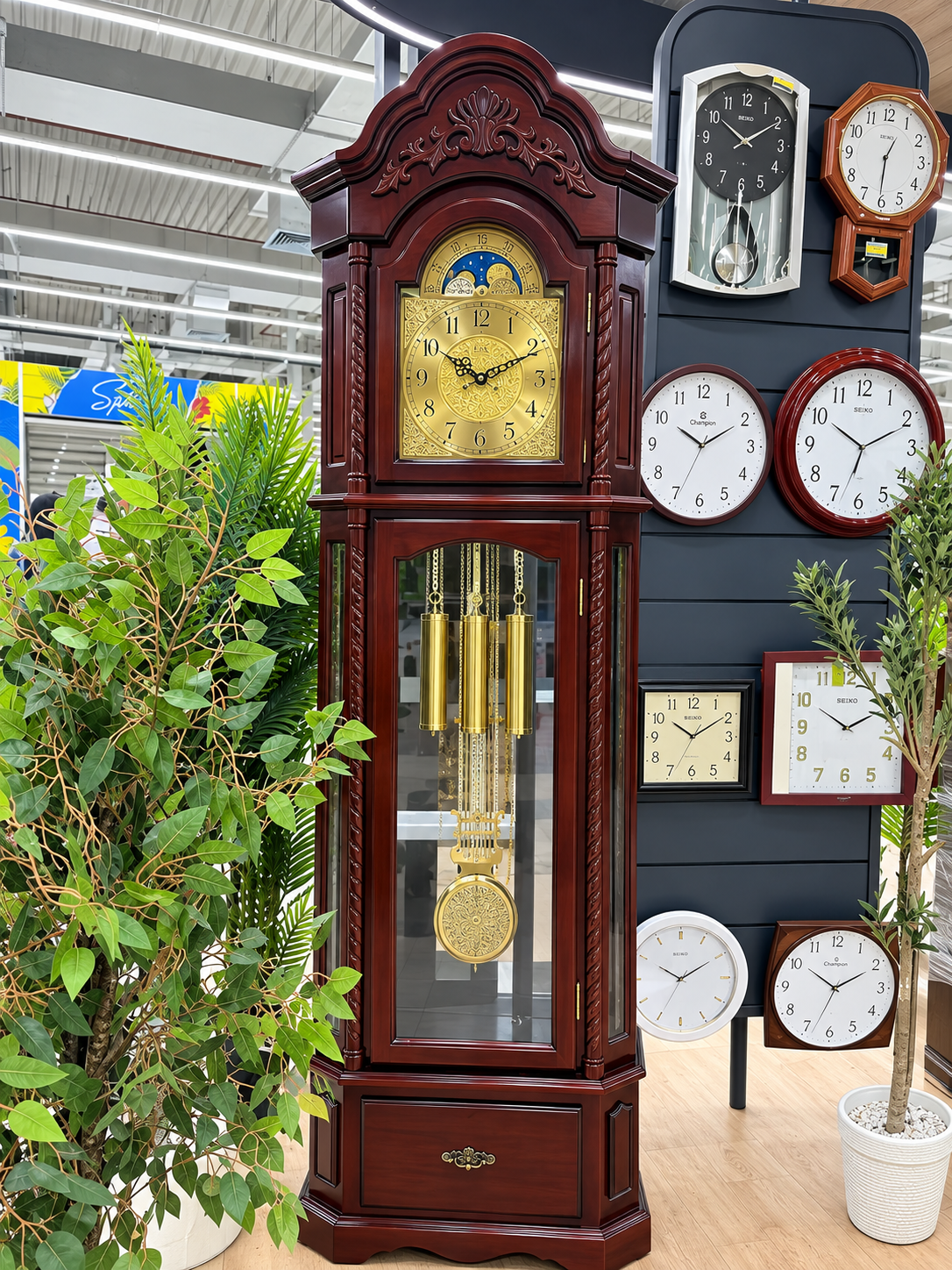 2018 Classic Wooden Grandfather Clock – Luxury Carved Design