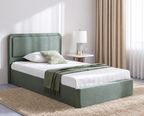 2026 New Design – Elegant Sage Green Upholstered Single Bed