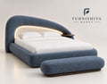 Luxury Curved Upholstered King Bed with LED Headboard & Foot Bench – 2026 Design